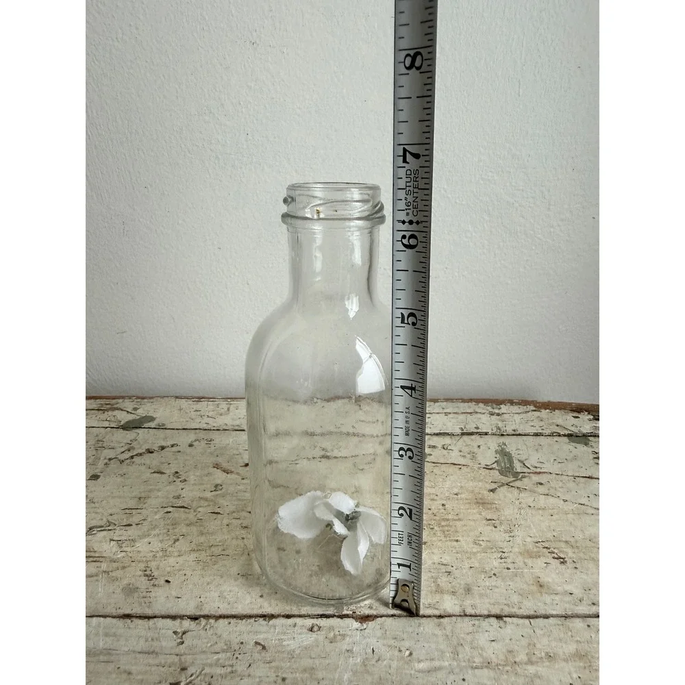 Clear Glass Bud Vase Apothecary Bottle Vintage Style Decorative Jar 6.5 Inch